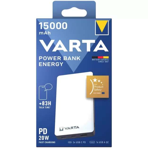 מטען נייד VARTA Energy 15000mAh 57977 צבע לבן