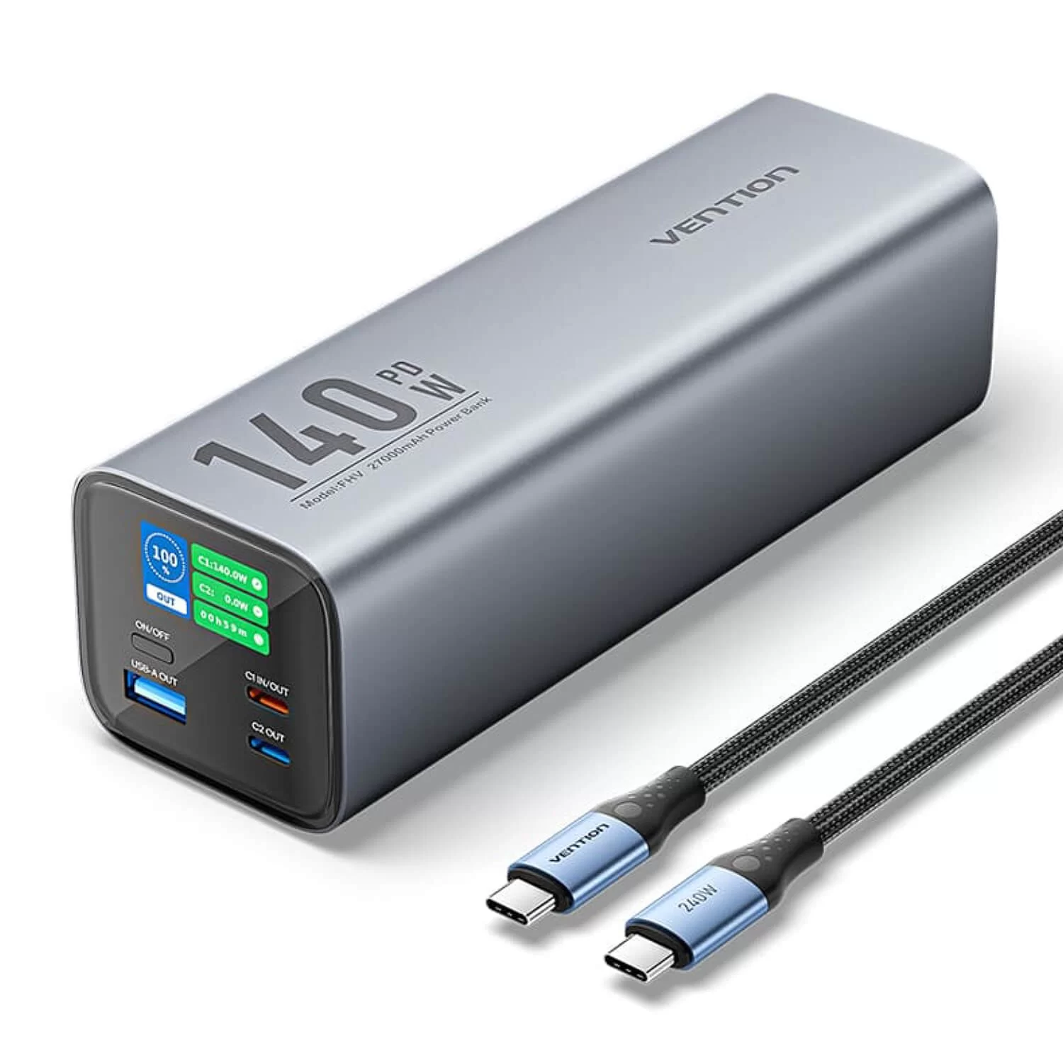 Портативное зарядное устройство Vention 27000mAh 140W PD 3.1 FHVH0 27000mAh Цвет:серый