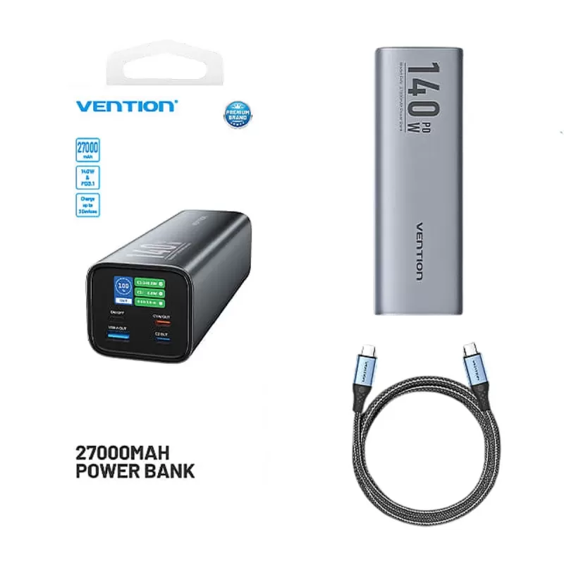 Портативное зарядное устройство Vention 27000mAh 140W PD 3.1 FHVH0 27000mAh