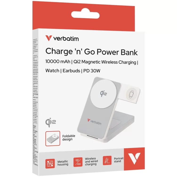 Portable charger Verbatim Charge 'n' Go Qi2 Power Bank 10000mAh 32296