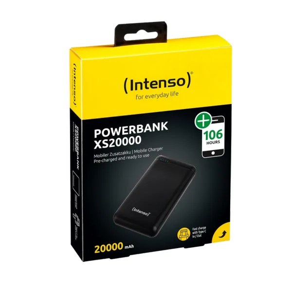 Портативное зарядное устройство Аккумулятор для резервного питания Intenso PowerBank XS20000 USB-A/USB-C 1Year XS20000 Цвет:чёрный Портативное зарядное устройство Аккумулятор для резервного питания Intenso PowerBank XS20000 USB-A/USB-C 1Year XS20000 Цвет:чёрный