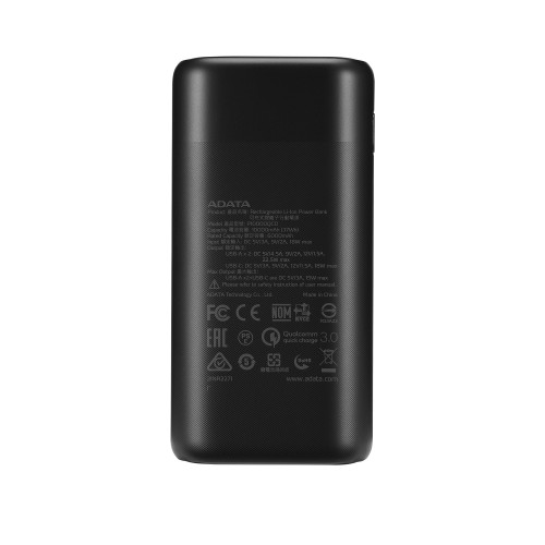 Portable charger ADATA P10000QCD black AP10000QCD-DGT-CBK 10000mAh..