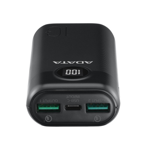 Portable charger ADATA P10000QCD black AP10000QCD-DGT-CBK 10000mAh..