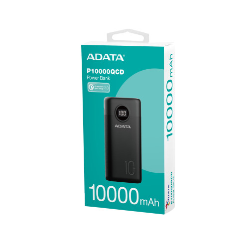 Portable charger ADATA P10000QCD black AP10000QCD-DGT-CBK 10000mAh..