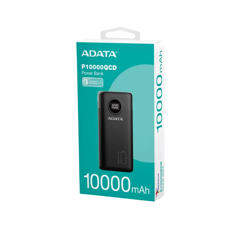 Portable charger Adata P10000QCD black AP10000QCD-DGT-CBK 10000mAh Portable charger Adata P10000QCD black AP10000QCD-DGT-CBK 10000mAh