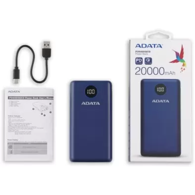מטען נייד Adata P20000QCD AP20000QCD-DGT-CDB 20000mAh צבע כחול