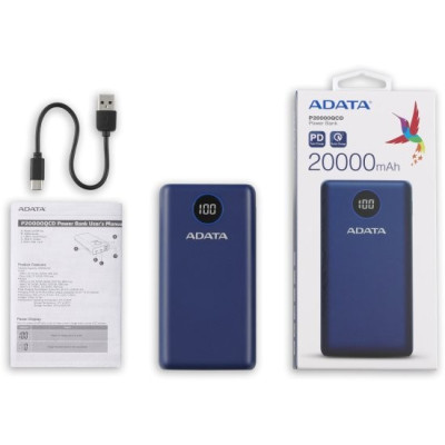 Portable charger ADATA P20000QCD AP20000QCD-DGT-CDB 20000mAh Color:blue Portable charger ADATA P20000QCD AP20000QCD-DGT-CDB 20000mAh Color:blue