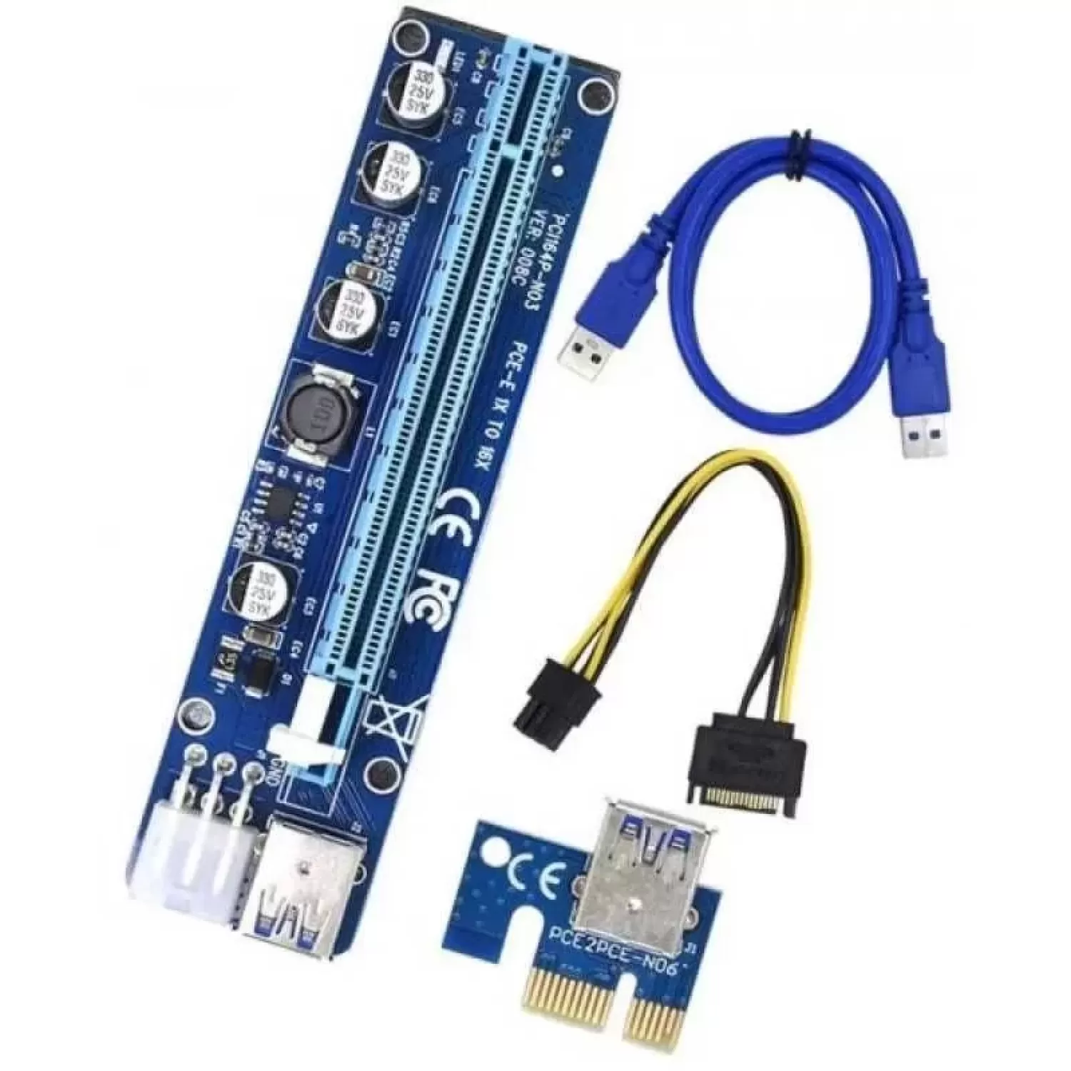 Адаптер Riser PCI-E 1X to 16X VER008C