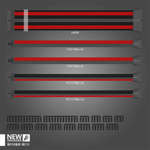 Cable 1St Player Steampunk Power Extension Color:Black, red, gray