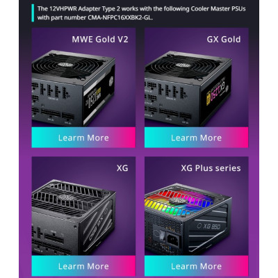 Power Supply Cables Cooler Master 12VHPWR ADAPTER CABLE CMA-NFPC16XXBK2-GL Power Supply Cables Cooler Master 12VHPWR ADAPTER CABLE CMA-NFPC16XXBK2-GL