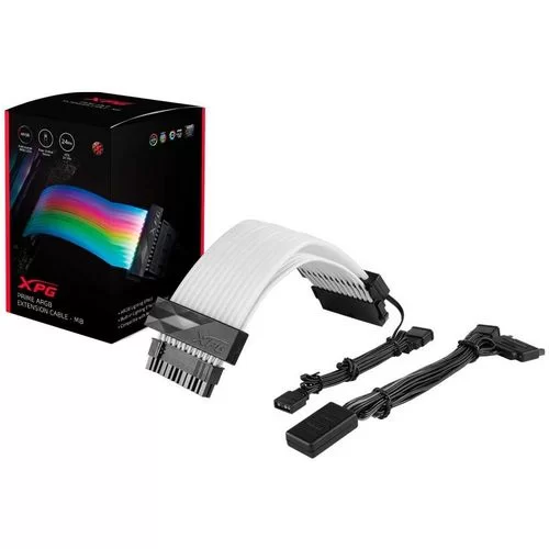 24-Контактный Удлинительный Кабель для Питания Материнской Платы Adata XPG PRIME ARGB ARGBEXCABLE-MB-BKCWW 24-Контактный Удлинительный Кабель для Питания Материнской Платы Adata XPG PRIME ARGB ARGBEXCABLE-MB-BKCWW