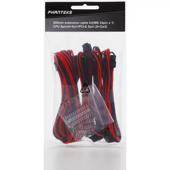 כבל Phanteks Extension Cable Combo Pack שחור, אדום PH-CBCMBO_BR