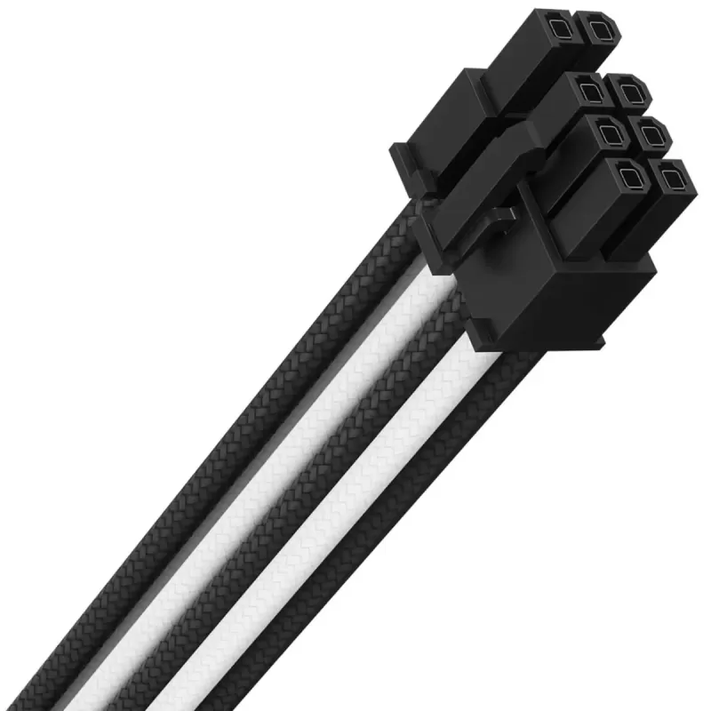 Кабель Corsair Premium Individually Sleeved PCIe Cable (Single Connector) Type 5 Gen 5, CP-8920305 Цвет:чёрный, белый Кабель Corsair Premium Individually Sleeved PCIe Cable (Single Connector) Type 5 Gen 5, CP-8920305 Цвет:чёрный, белый