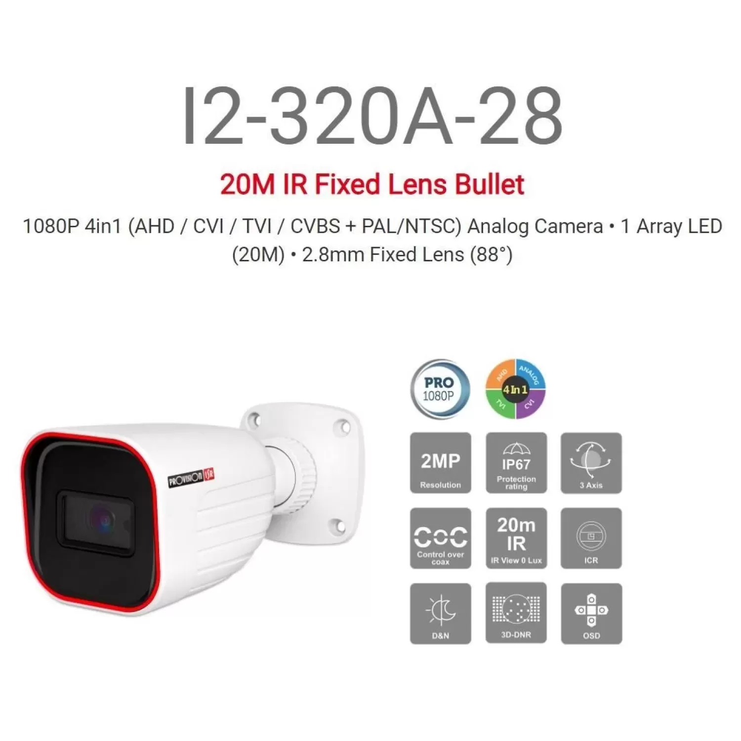 Webcam I2-320a-28 AHD 2.8 2MP I2-320A-28
