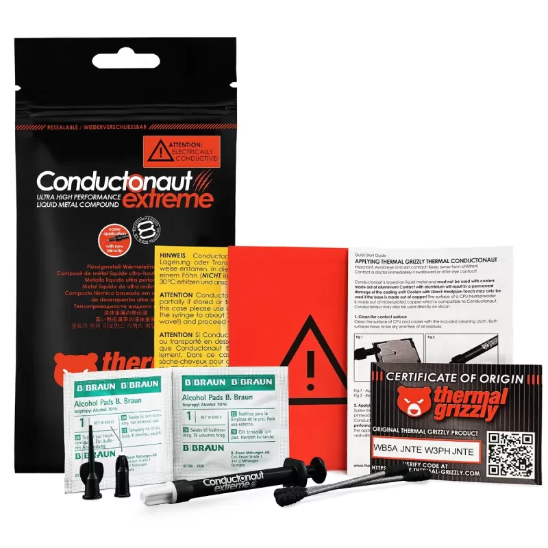 משחה טרמית Thermal Grizzly Conductonaut Extreme Liquid Metal 1g TG-CE-001-R צבע כסוף