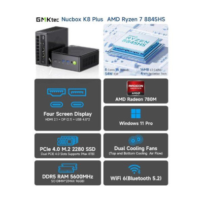 Mini PC GM1Ktec K8 Plus AMD Ryzen 7 8845HS 32GB SSD:1TB Windows 11 Pro Mini PC GM1Ktec K8 Plus AMD Ryzen 7 8845HS 32GB SSD:1TB Windows 11 Pro
