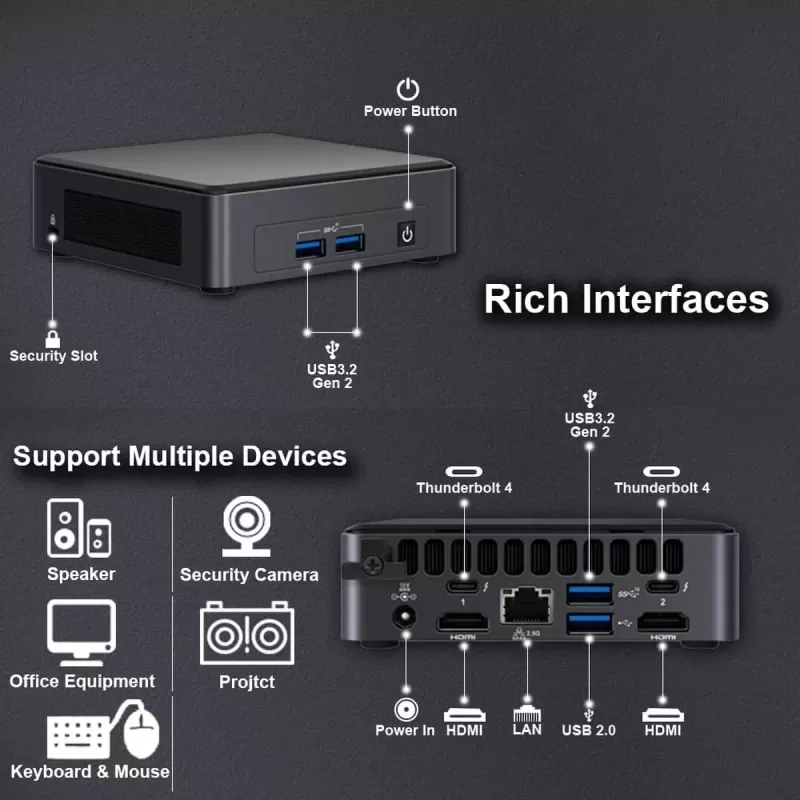 קיט מחשב מיני להרכבה Intel NUC 11 Pro Kit NUC11TNKi5 Intel Core i5-1135G7 קיט מחשב מיני להרכבה Intel NUC 11 Pro Kit NUC11TNKi5 Intel Core i5-1135G7
