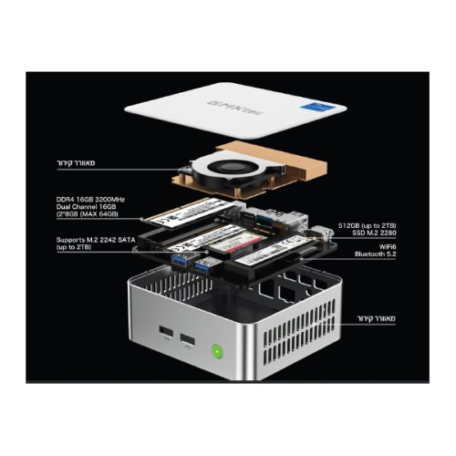 Mini PC GM1Ktec GMK-K7 Plus i5-12450H 16GB SSD:512GB Windows 11 Pro