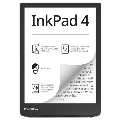 ספר אלקטרוני PocketBook 7.8” InkPad 4כסוף PB743G-U-WW