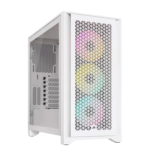 Корпус Corsair iCUE 4000D RGB AIRFLOW Mid-Tower Case - 3x AF120 RGB ELITE White Fans - iCUE Lighting Node PRO Controller - High-airflow Design white