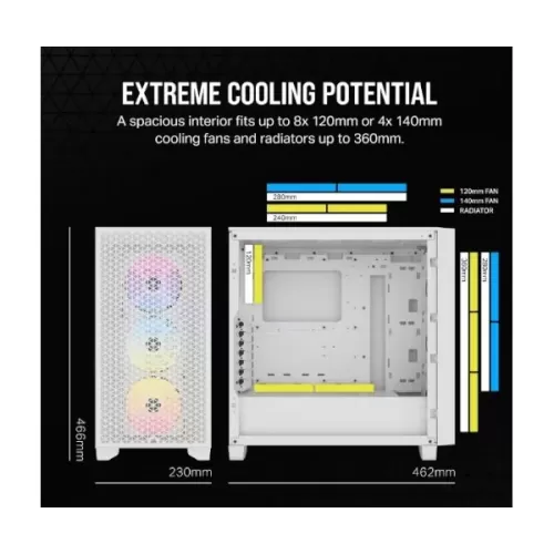 מארז Corsair 3000D RGB AIRFLOW - לבן Mid-Tower