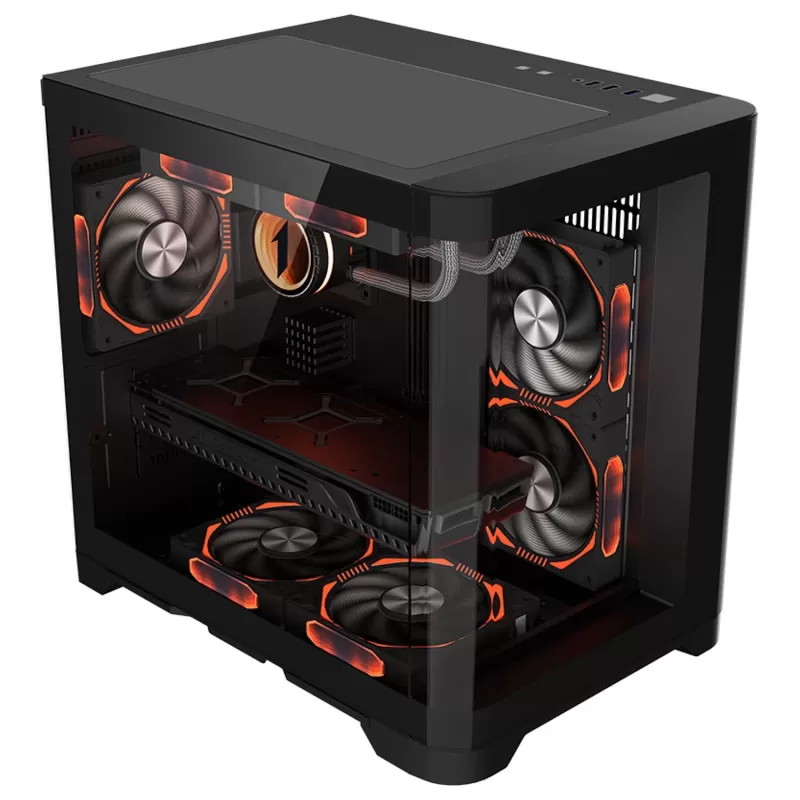 מארז 1St Player UV5 3X ARGB Fan HUB+Remote שחור Micro ATX