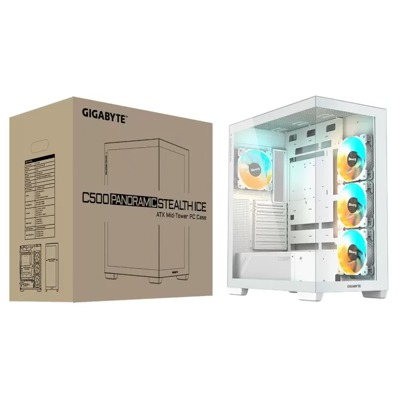 מארז Gigabyte C500 Panoramic Stealth ICE Mid Tower צבע לבן
