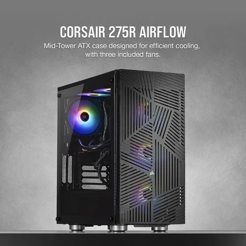 Case Corsair 275R Airflow Tempered Glass black Mid Tower