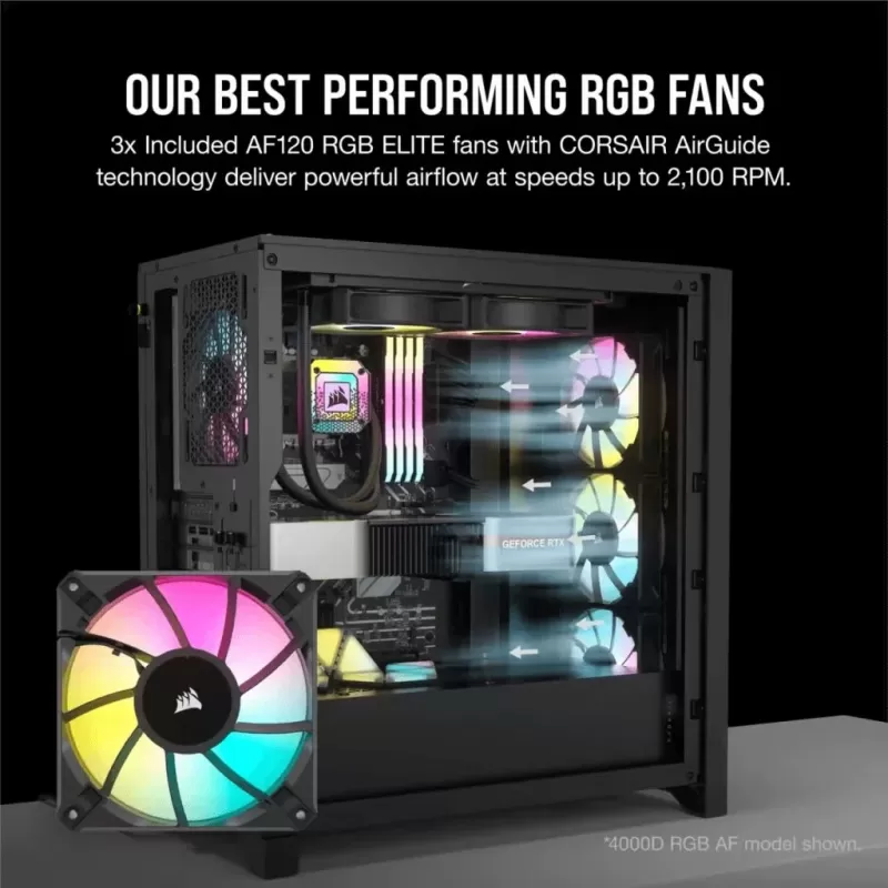 Case Corsair iCUE 5000D RGB AIRFLOW Mid-Tower Case - 3x AF120 RGB ELITE Fans - iCUE Lighting Node PRO Controller - High-airflow Design black Mid Tower