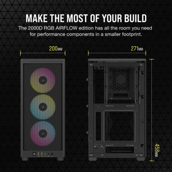 מארז Corsair 2000D RGB AIRFLOW - שחור Mini-ITX