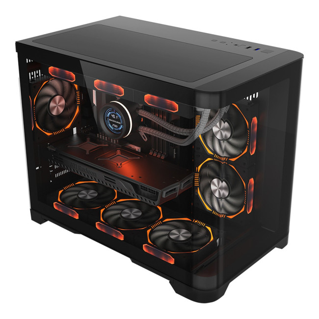 Корпус 1St Player UV6 3X ARGB Fan HUB+Remote черный Case Micro ATX