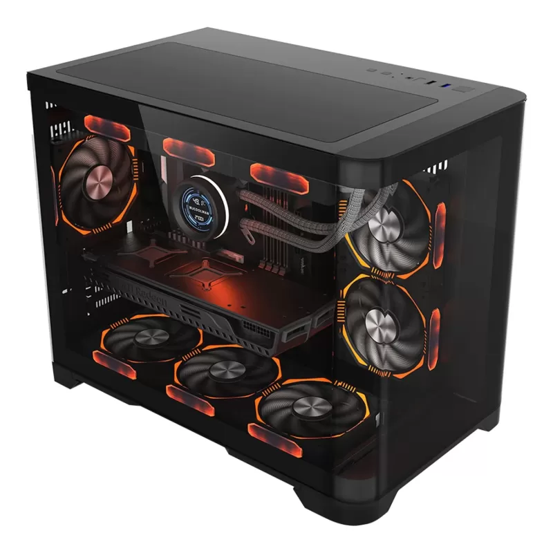 מארז 1St Player UV6 3X ARGB Fan HUB+Remote שחור Case Micro ATX