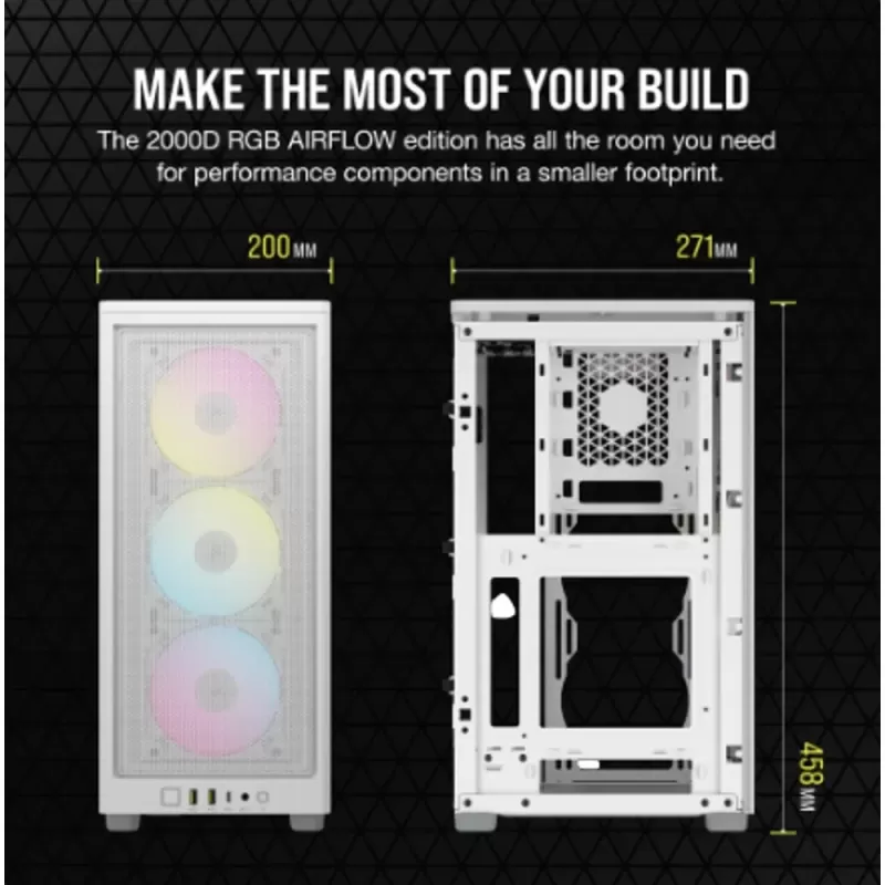 מארז Corsair 2000D RGB AIRFLOW - לבן Mini-ITX מארז Corsair 2000D RGB AIRFLOW - לבן Mini-ITX