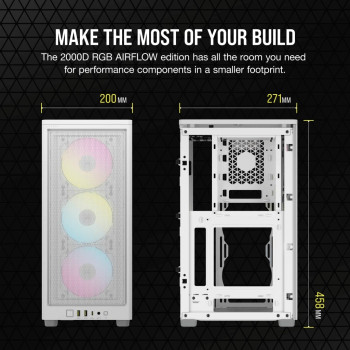 מארז Corsair 2000D RGB AIRFLOW - לבן Mini-ITX מארז Corsair 2000D RGB AIRFLOW - לבן Mini-ITX
