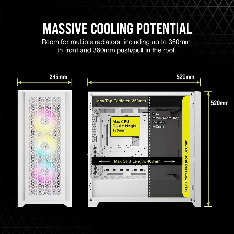 מארז Corsair iCUE 5000D RGB AIRFLOW - לבן Mid Tower