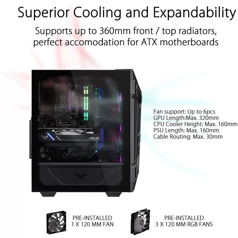 מארז Asus TUF Gaming GT301 ATX Mid Tower צבע שחור