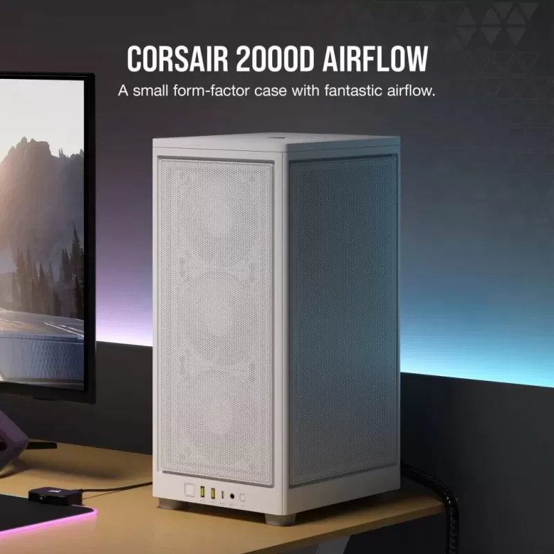 מארז Corsair 2000D AIRFLOW Mini-ITX PC Case - לבן Mini-ITX