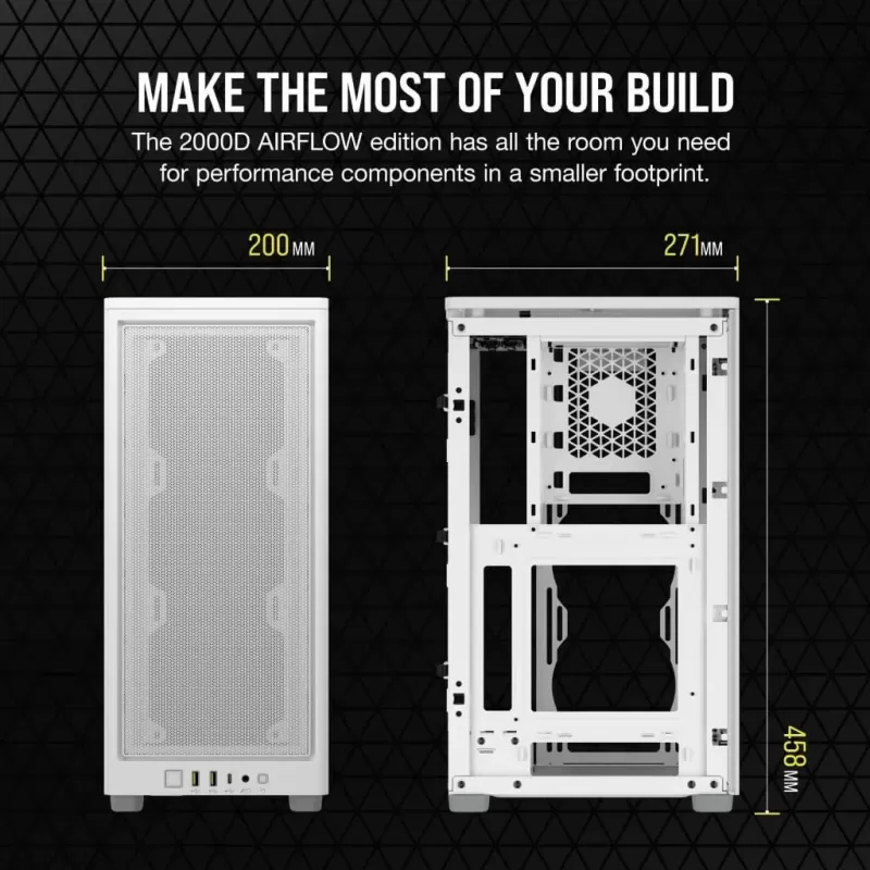 מארז Corsair 2000D AIRFLOW Mini-ITX PC Case - לבן Mini-ITX