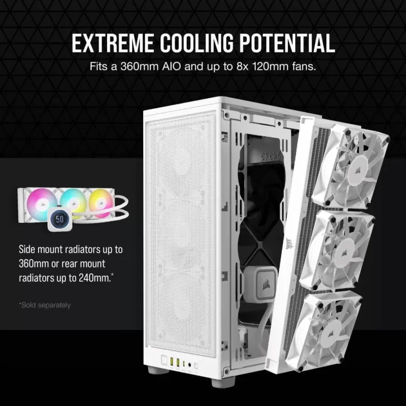 מארז Corsair 2000D AIRFLOW Mini-ITX PC Case - לבן Mini-ITX