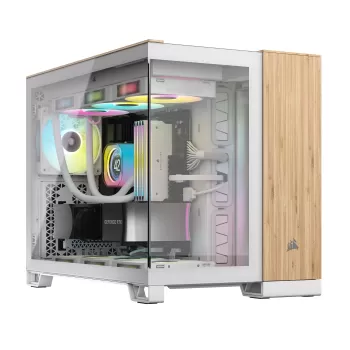 מארז Corsair 2500X Micro ATX - Dual Chamber + Mini Tower צבע לבן + פנל קדמי בגימור במבוק
