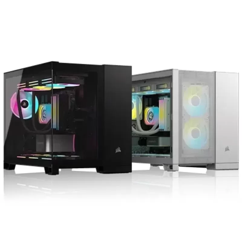 מארז Corsair 2500X Micro ATX - Dual Chamber + Mini Tower צבע לבן + פנל קדמי בגימור במבוק