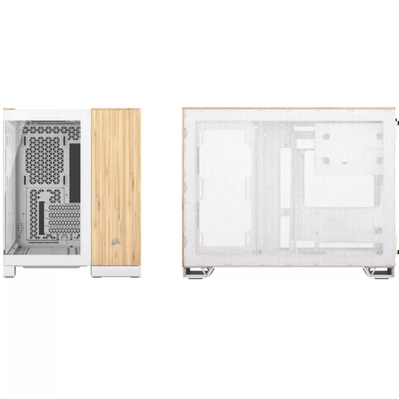 מארז Corsair 2500X Micro ATX - Dual Chamber + Mini Tower צבע לבן + פנל קדמי בגימור במבוק