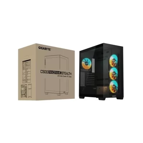 מארז מחשב Gigabyte C500 PANORAMIC STEALTH Mid-Tower4X120mm ARGB Mid Tower צבע שחור