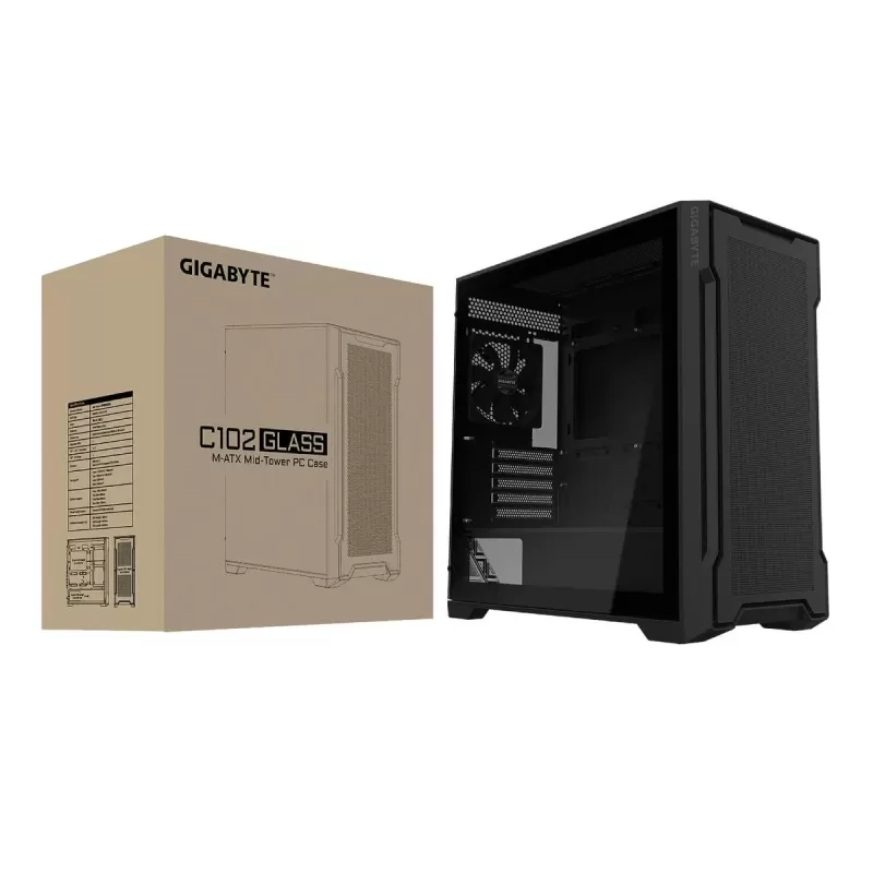 מארז Gigabyte C102 Glass Mid Tower צבע שחור
