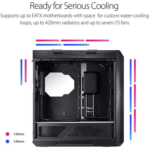 Case Asus GX601 ROG Strix Helios Mid Tower Color:black