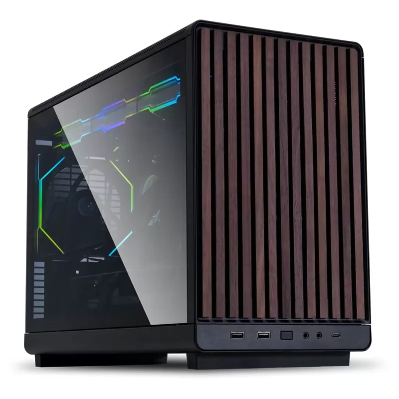 Корпус LIAN-LI A3 Wood and Glass Edition black Micro ATX
