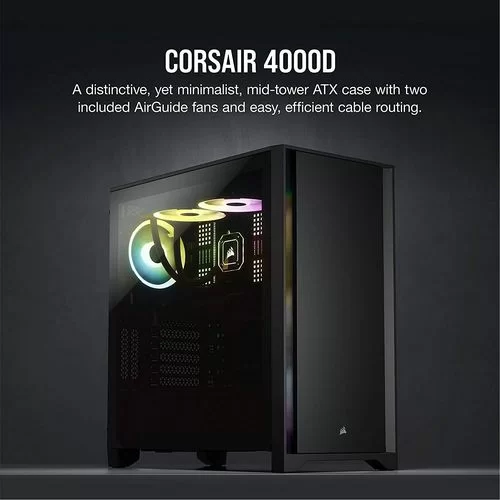 Case Corsair 4000D Tempered Glass black Mid Tower