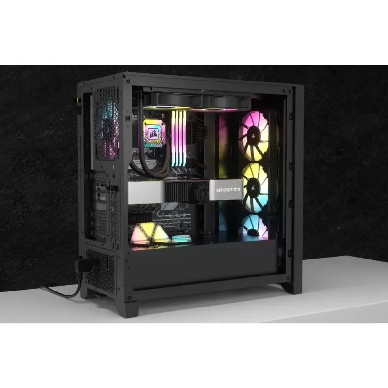 Case Corsair iCUE 4000D RGB AIRFLOW Mid-Tower Case - 3x AF120 RGB ELITE Fans - iCUE Lighting Node PRO Controller - High-airflow Design black Mid Tower