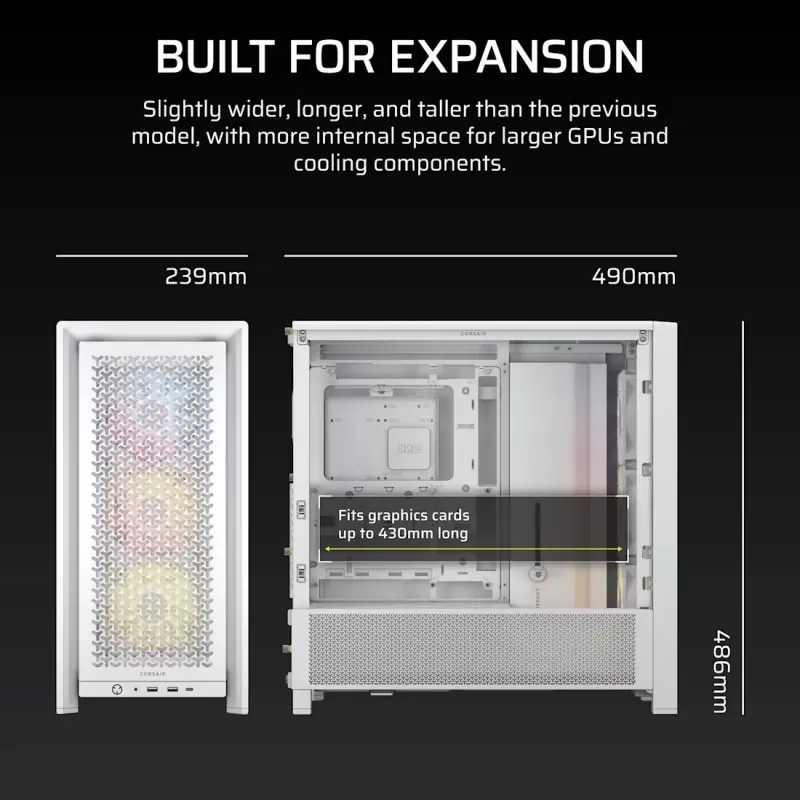 Корпус Corsair FRAME 4000D RS ARGB Modular white Mid Tower