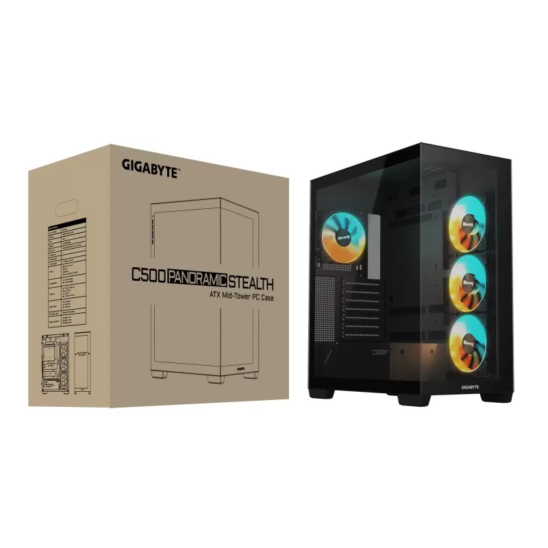 מארז מחשב Gigabyte C500 PANORAMIC STEALTH Mid-Tower4X120mm ARGB Mid Tower מארז מחשב Gigabyte C500 PANORAMIC STEALTH Mid-Tower4X120mm ARGB Mid Tower